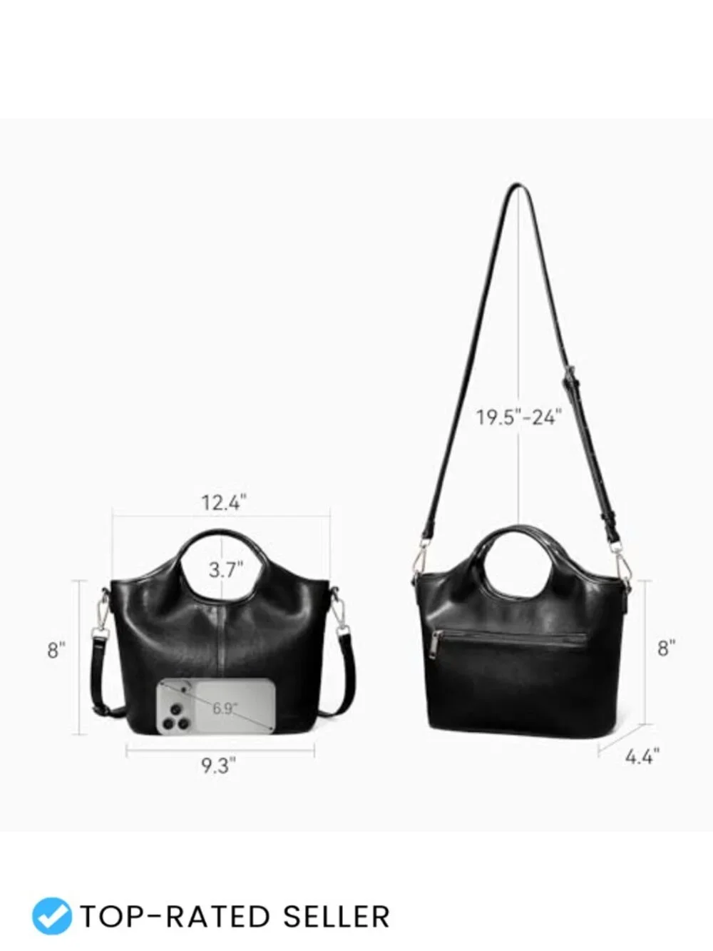 Vegan Leather Soft Top Handle Satchel Crossbody Zipper Handbag with Detachable